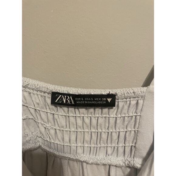 ZARALight‎ Blue Long Dress with Gathering Large - Picture 6 of 6